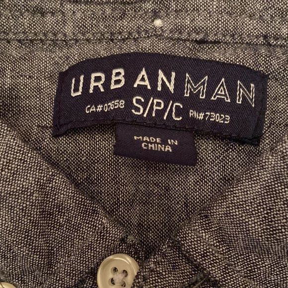 URBANMAN Linen Blend Heathered Gray Button Down Shirt - Picture 9 of 10